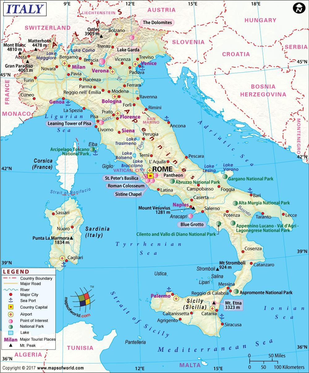 Bản đồ của naples ý xung quanh khu vực